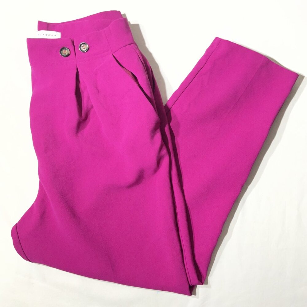 Top shop Magenta High-Waisted Pleated dress Pants size 8
